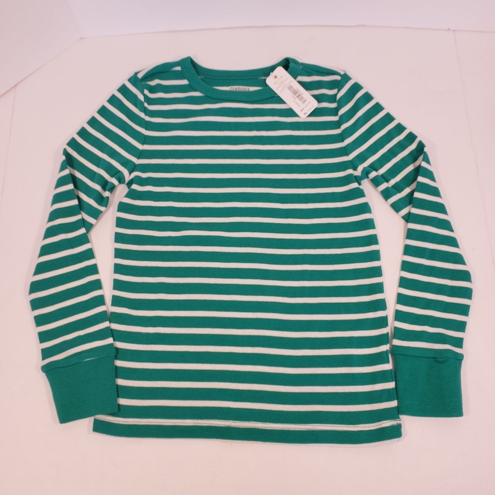 Gymboree Girls Striped Green Long Sleeve Tee 7/8